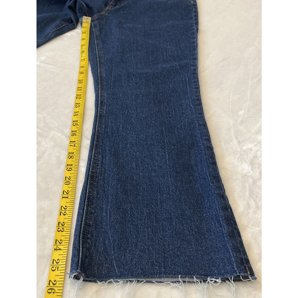 J Crew Women Billie Demi Boot Crop Jeans Size 29 Dark Wash Raw Hem Boho Western - Picture 5 of 10